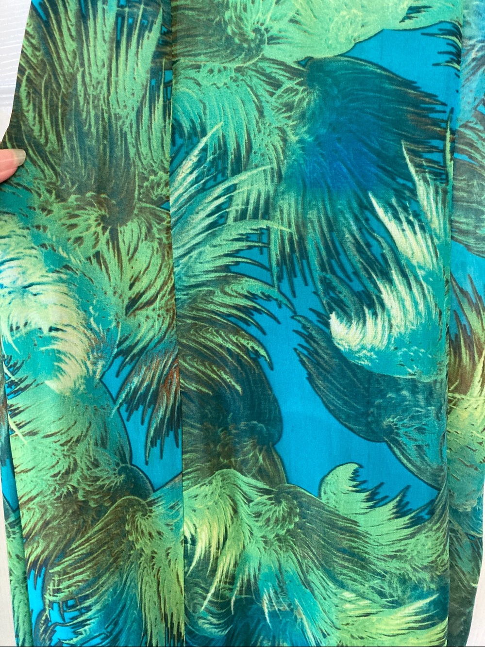 Lulu's Teal and Green Palm-Print Backless Maxi Dress - Picture 7 of 10